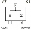   BAV99 / A7 ( U - 100V / I - 0.2A) / (SOT-23)