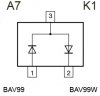   BAV99 / A7 ( U - 100V / I - 0.2A) / (SOT-23)